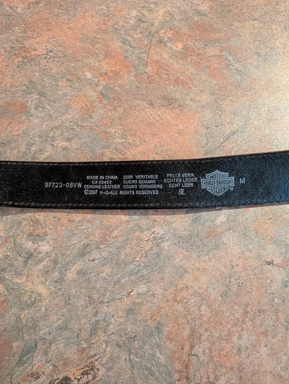 Vintage Y2K 2000s Harley Davidson Tooled Embossed Leather Belt Biker Black Brown